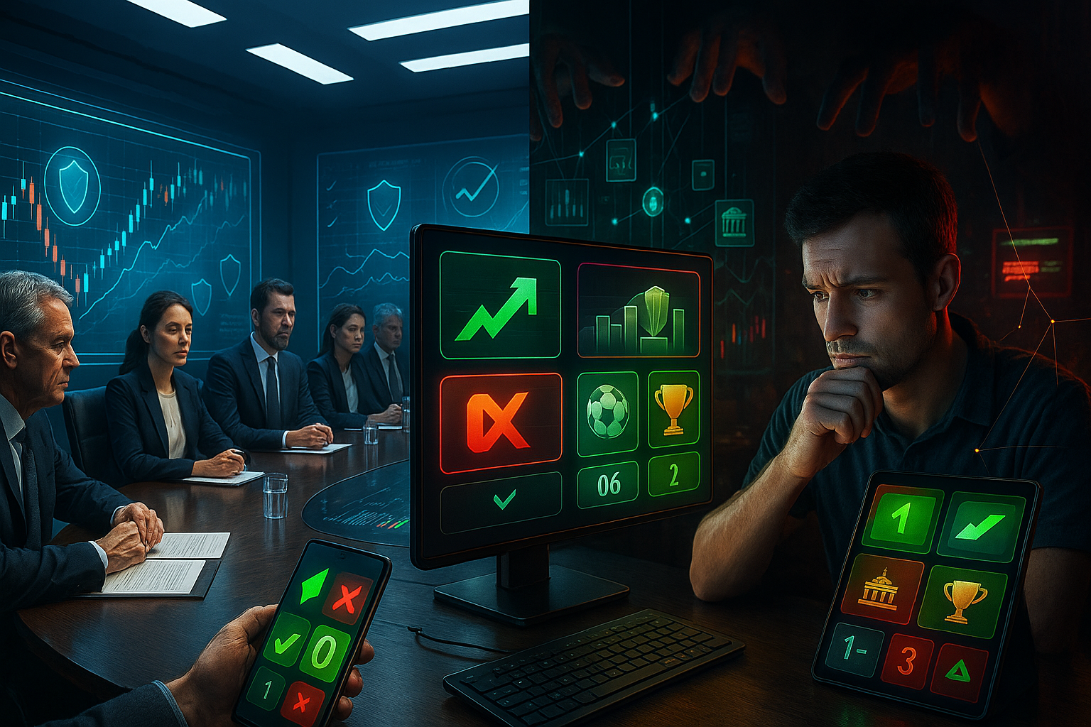 investidor analisando alerta de fraude em opções binárias na tela do computador