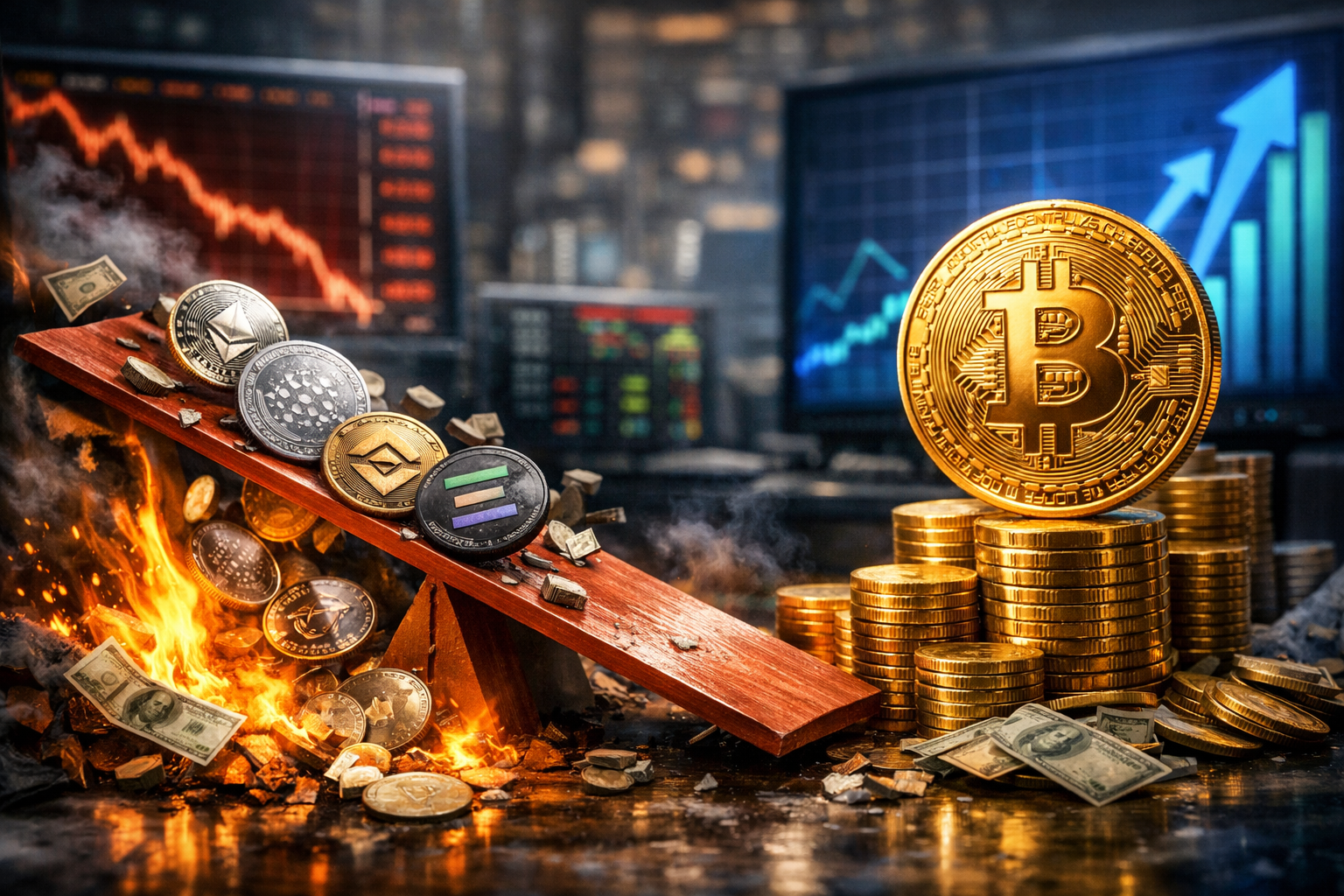 Criptomoedas hoje: quando a dominância do BTC sobe, quem realmente perde dinheiro?