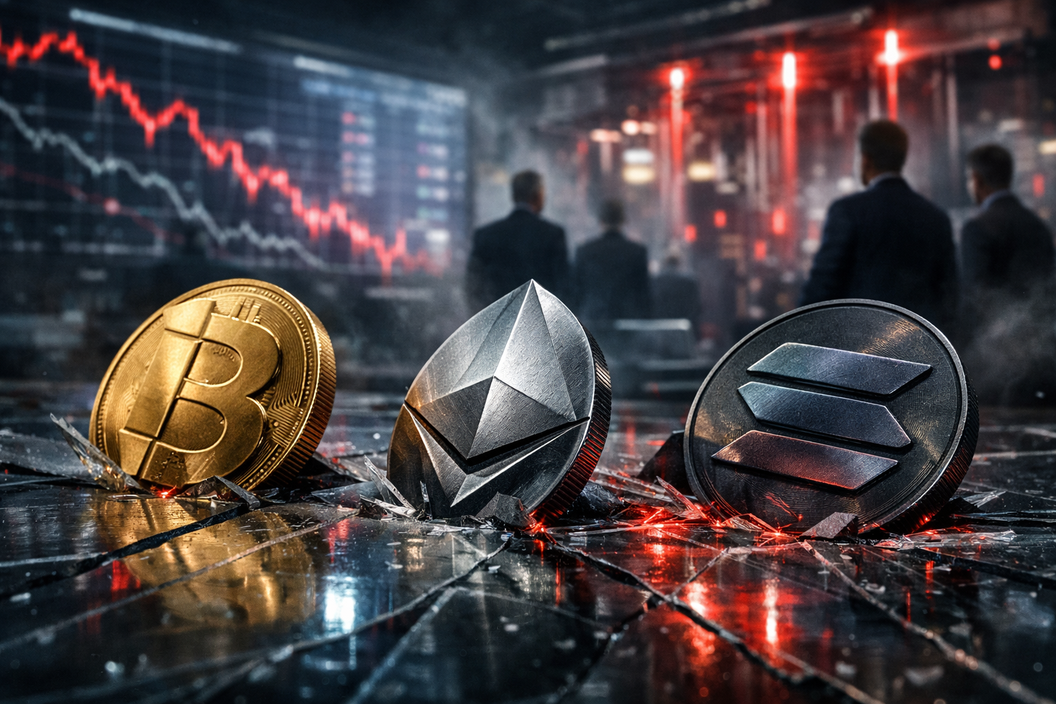 Aversão ao risco global pressiona Bitcoin, Ethereum e Solana ao mesmo tempo