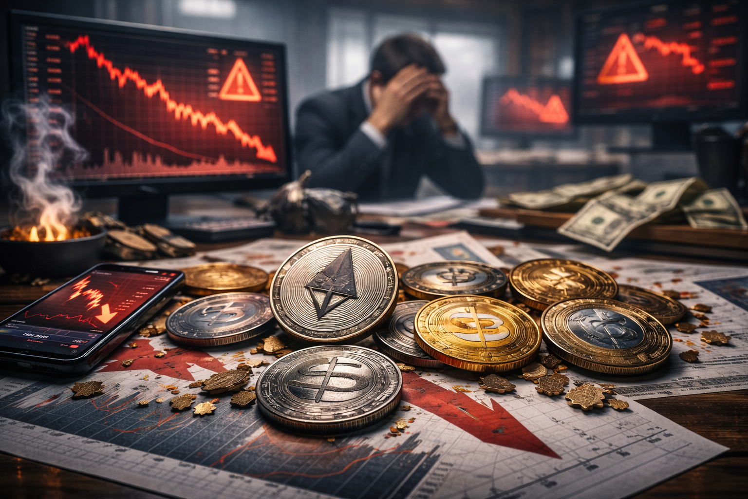 Altcoins permanecem em níveis baixos após correção profunda do mercado cripto