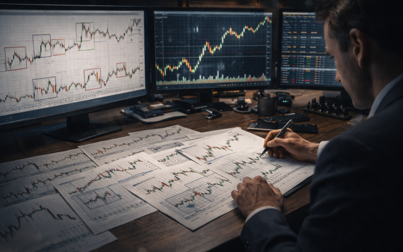 Teste de estratégia em opções binárias: backtest manual simples + como testar em demo/pequena banca sem enviesar (amostra mínima)