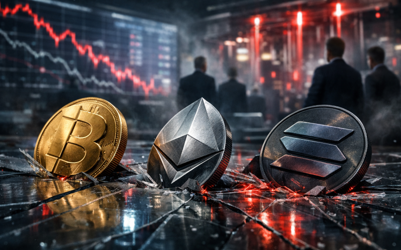 Aversão ao risco global pressiona Bitcoin, Ethereum e Solana ao mesmo tempo