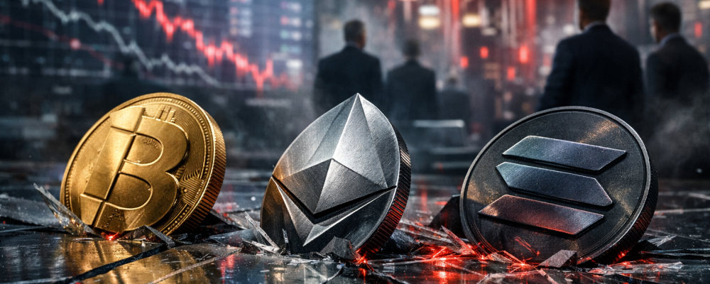 Aversão ao risco global pressiona Bitcoin, Ethereum e Solana ao mesmo tempo
