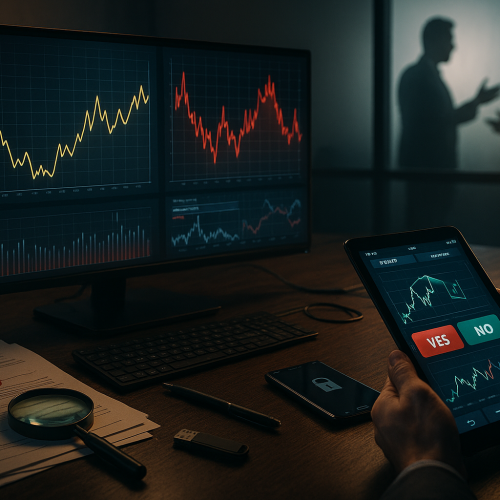 investidor segurando um checklist de passos para evitar fraudes em opções binárias e prediction markets