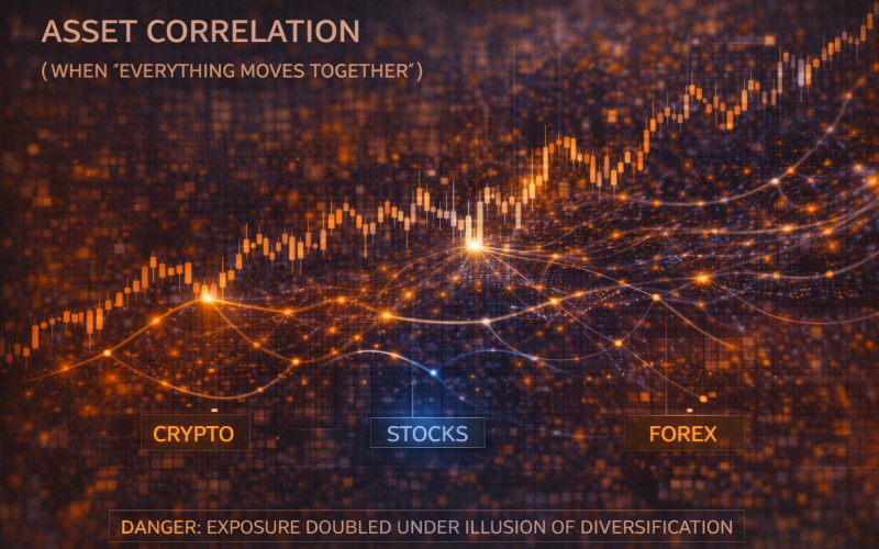 Correlação no curto prazo em opções binárias: por que ativos “copiam” movimento e como evitar operar correlacionados no mesmo dia (risco dobrado)