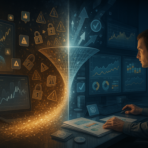Mesa de trader com painel de limites e gestão de risco em opções binárias para evitar perda acelerada