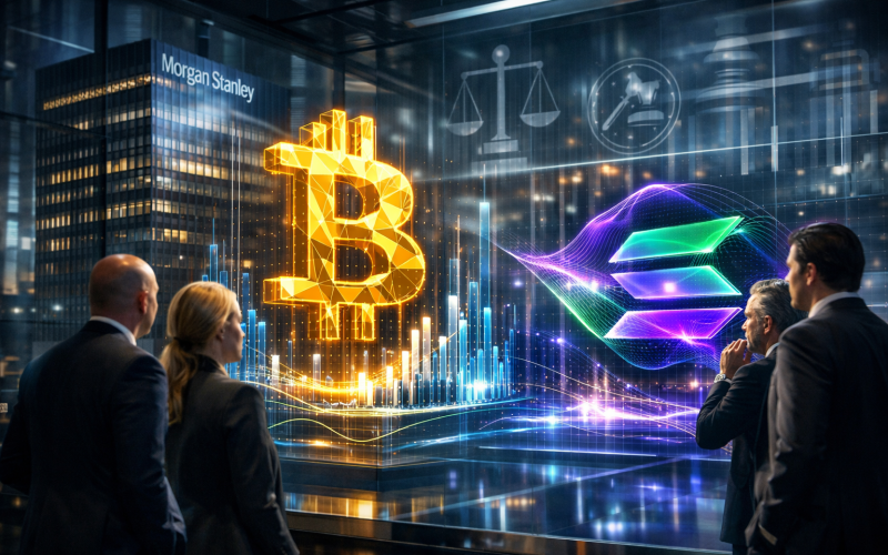Morgan Stanley pede ETFs de Bitcoin e Solana: por que o acesso institucional avança, mas a regulação segue como gargalo