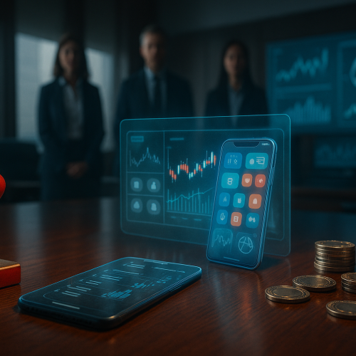 tela de smartphone mostrando app de contratos de evento com alerta de risco e mensagem de que nao e investimento tradicional