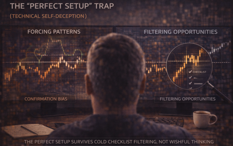 Viés de confirmação em opções binárias: por que você “força” setup no gráfico e como validar com critérios objetivos (checklist A+)